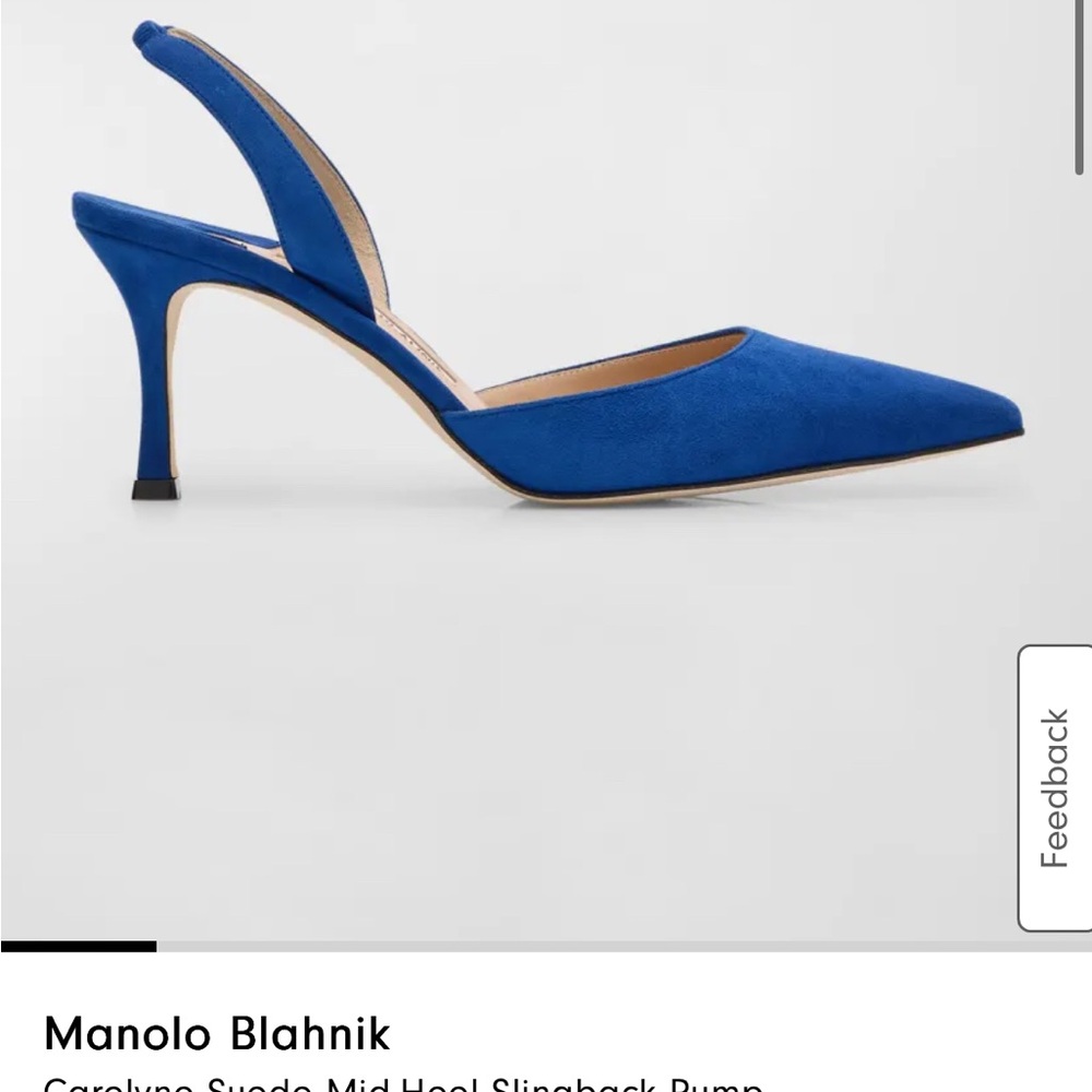 Carolyne Suede Mid-Heel Slingback Pump Manolo Blahnik Blue Slingback Heels - Picture 5 of 5